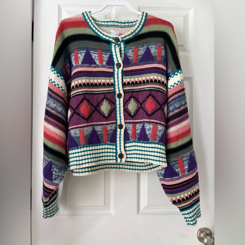 Printed Scoop Neck Sweater